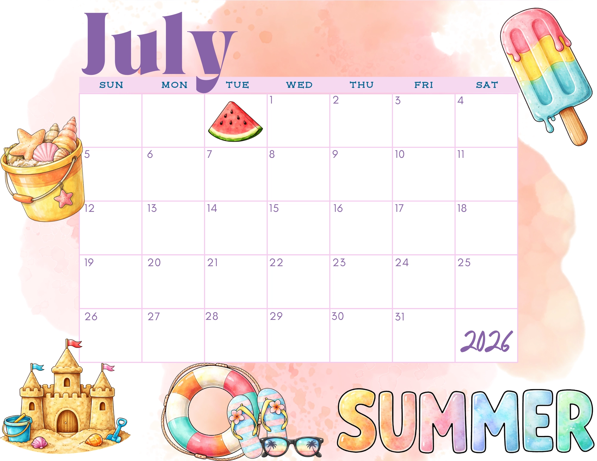 Summer vacation planner July 2026