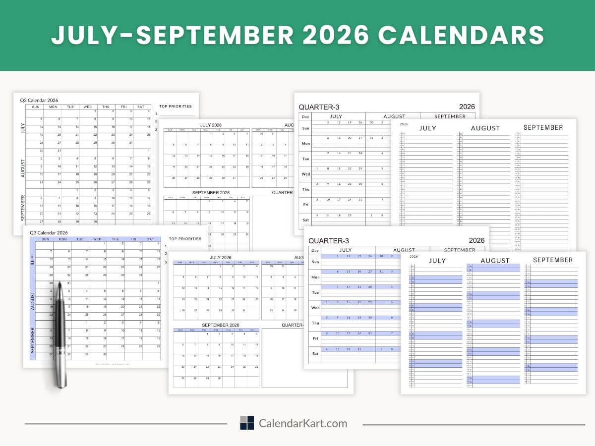 July September 2026 Calendar Printable Q3 Free PDF Templates 