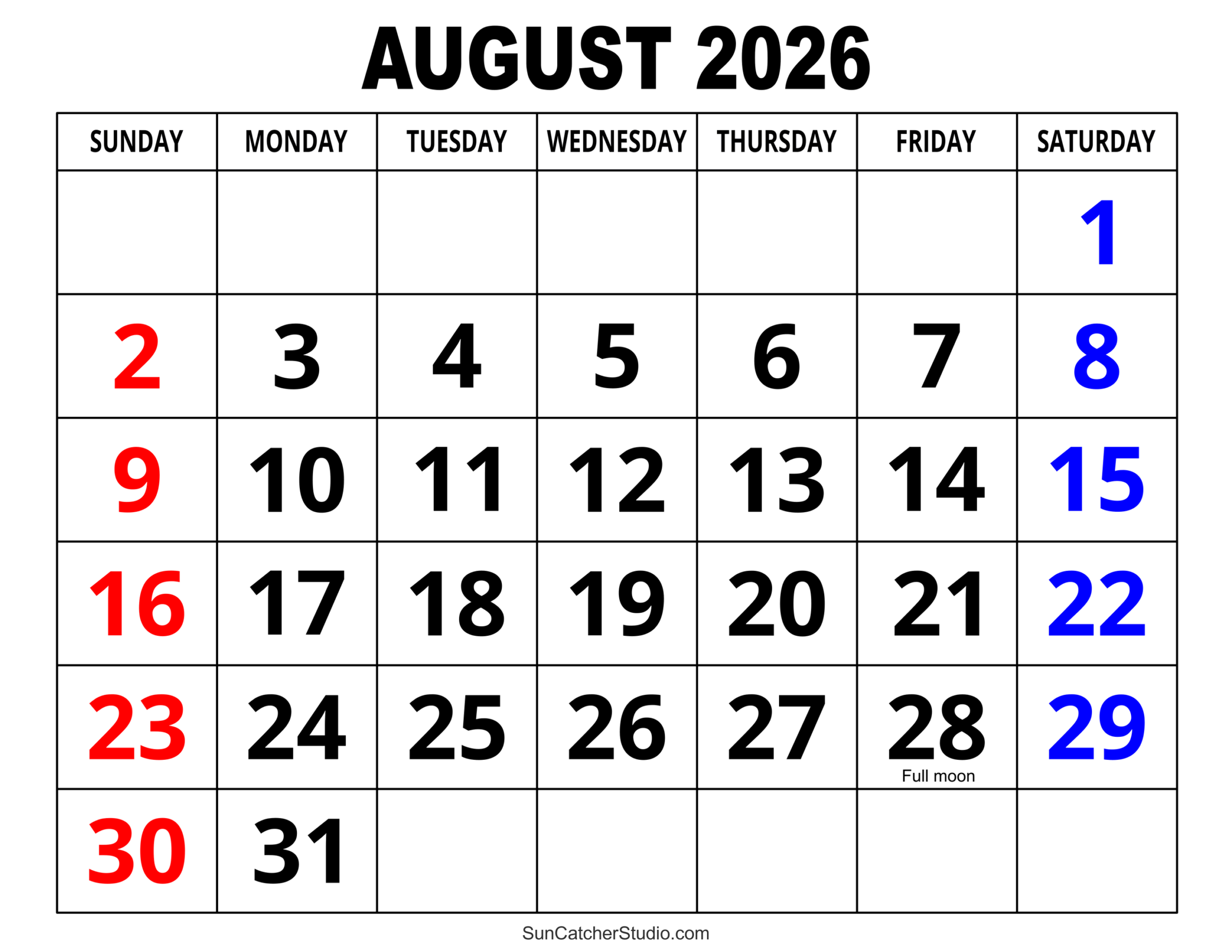 August 2026 Calendar Free Printable Free Printables Lettering SVG Files Tools Apps August 2026 Calendar Free Printable Free Printables Lettering SVG Files Tools Apps
