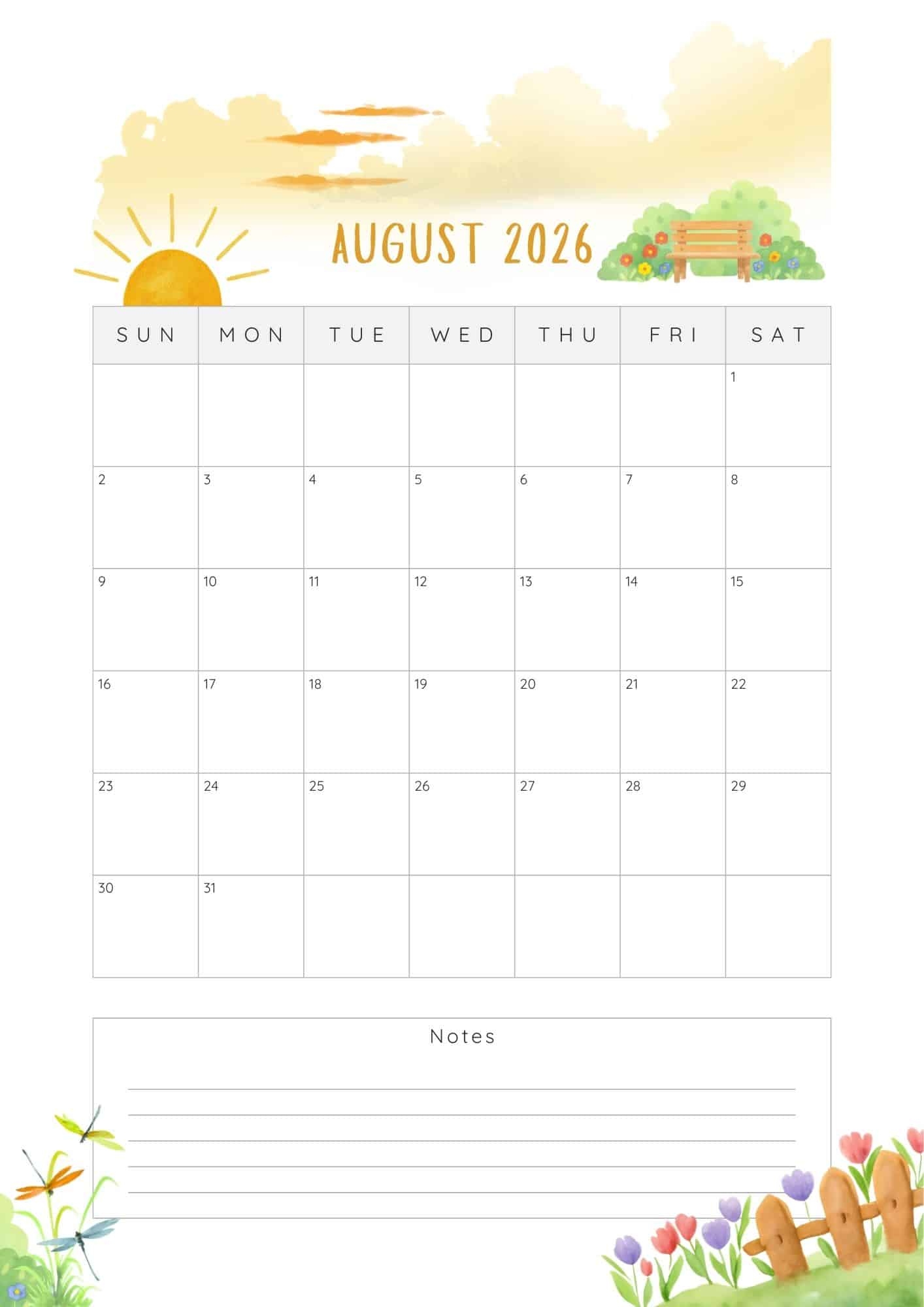 August 2026 Calendar Printable Free PDF Download The Pink Craft Box August 2026 Calendar Printable Free PDF Download The Pink Craft Box