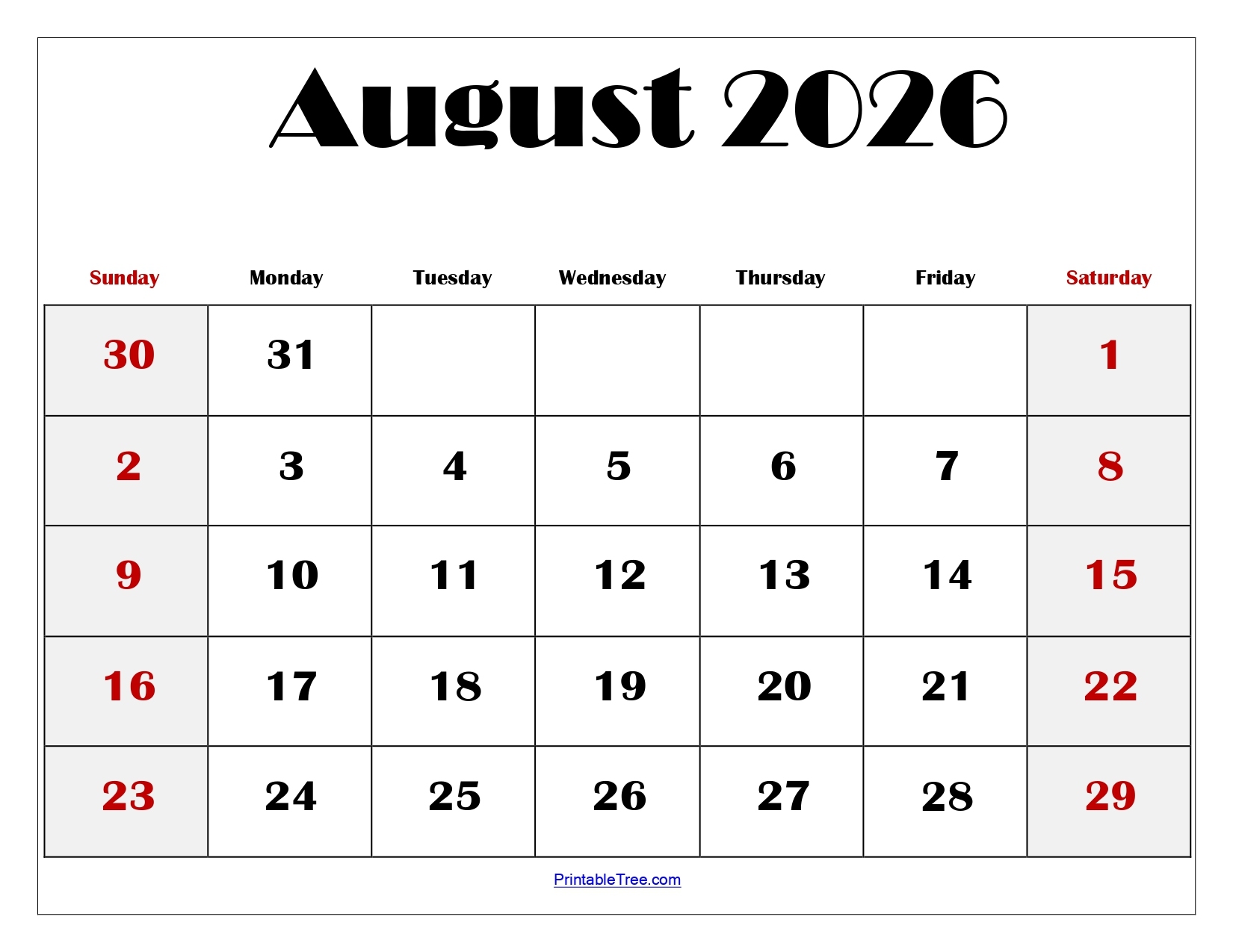 August 2026 Monthly Calendars With Week Numbers August 2026 Monthly Calendars With Week Numbers