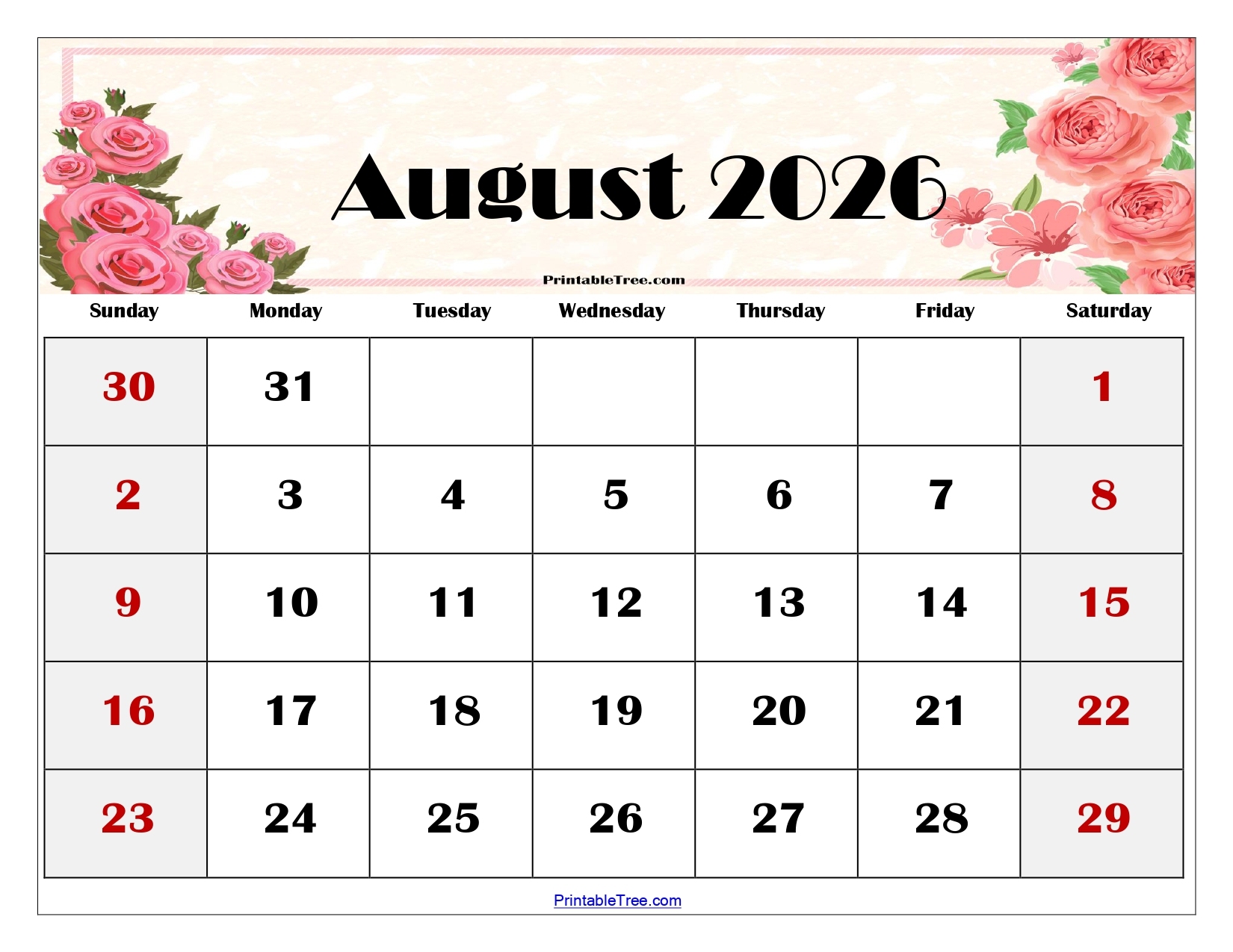 August 2026 Calendar Printable Free Pdf August 2026 Calendar Printable Free Pdf