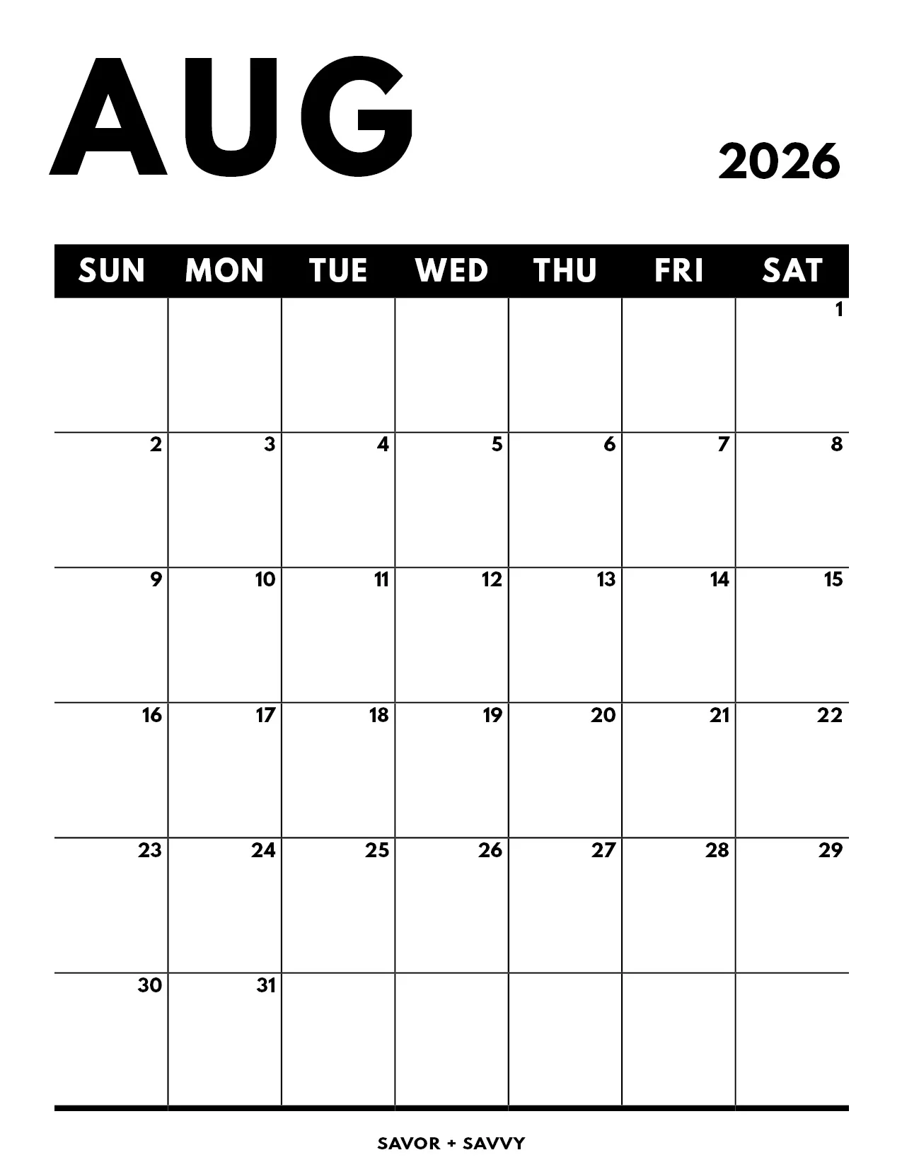 August 2026 Monthly Calendars With Shaded Weekends August 2026 Monthly Calendars With Shaded Weekends