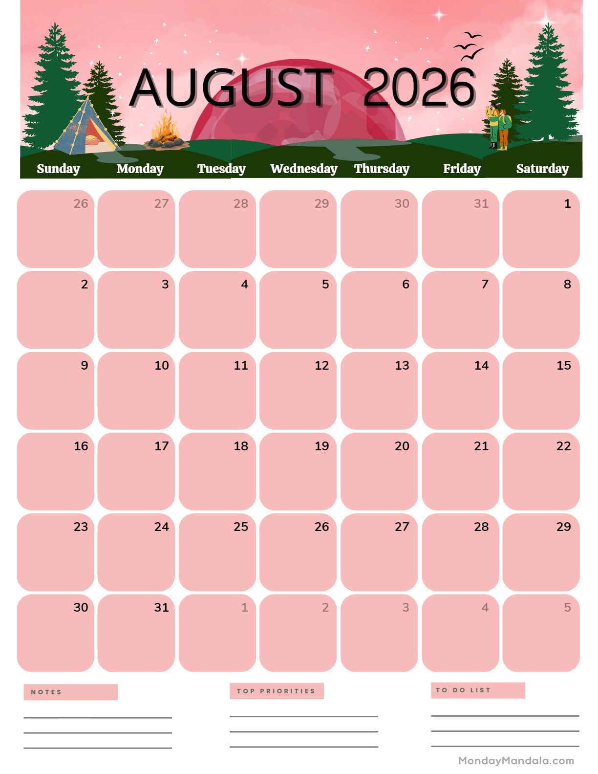 Free Printable Calendar For August 2026 Free Printable Calendar For August 2026