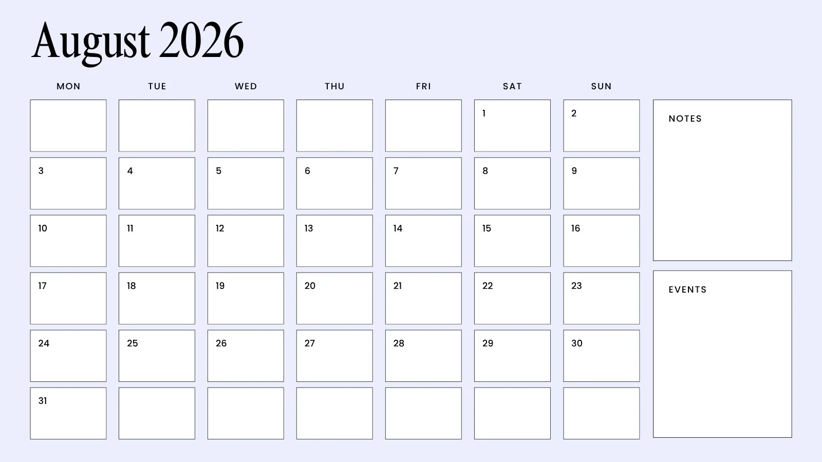 Free Printable August 2026 Calendar Templates Canva Free Printable August 2026 Calendar Templates Canva